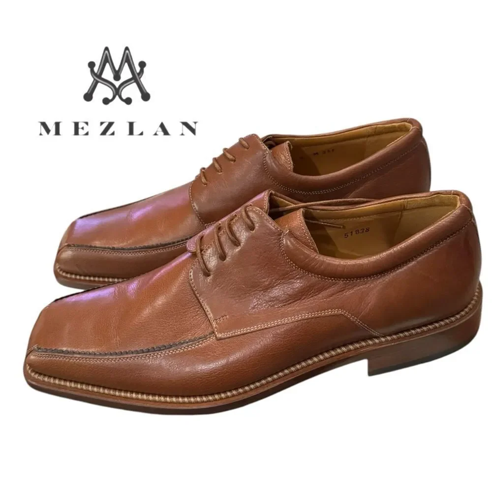 New Mezlan “Canova” Men's Tan Leather Oxford Dress Shoes 9